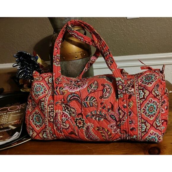 Vera Bradley Large Duffel In Call Me Coral - Picture 2 of 6